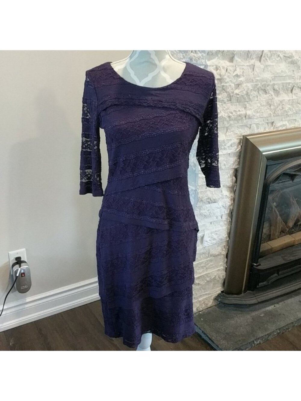Lori M collection purple lace dress